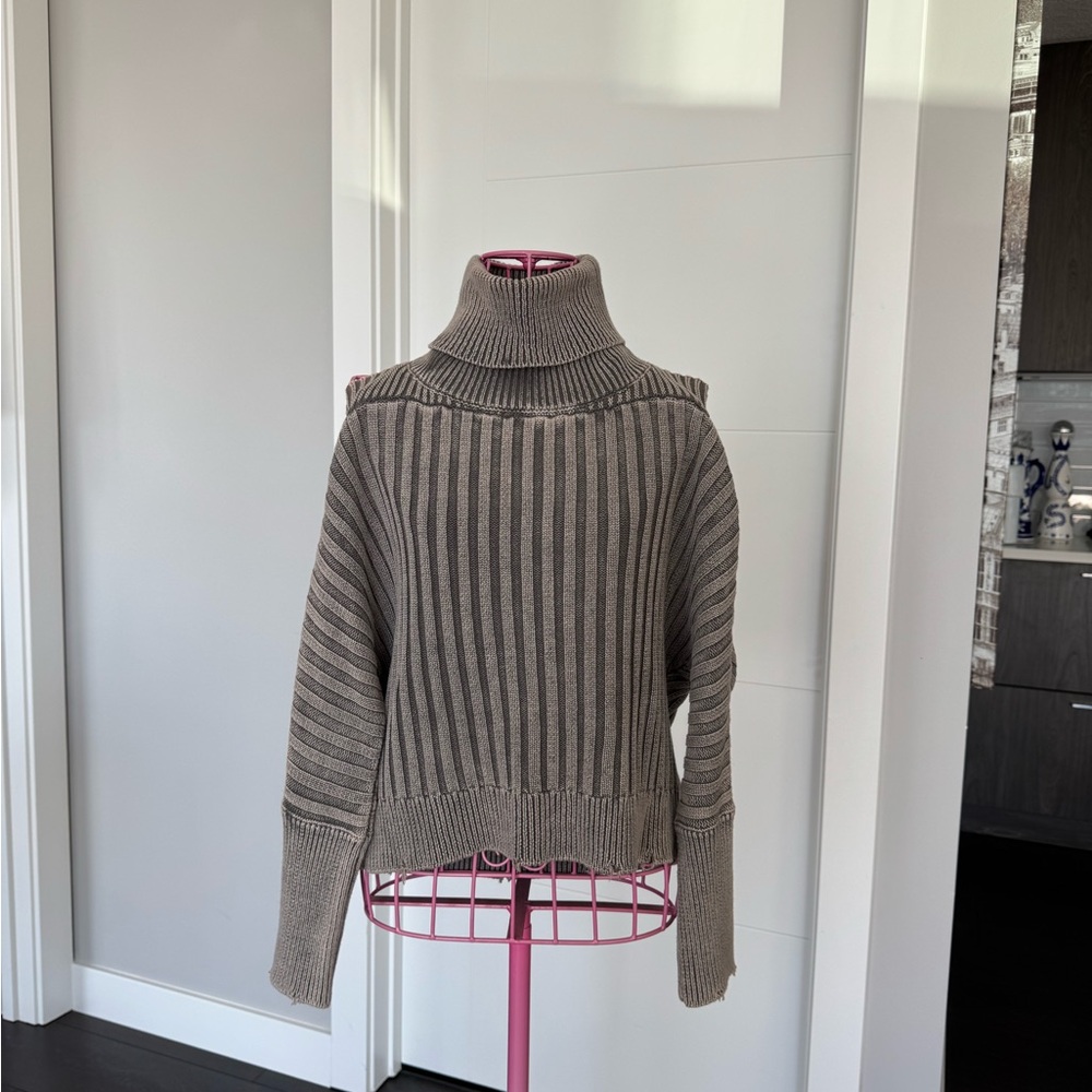 Vintage Havana Taupe Striped Cowl Neck Sweater